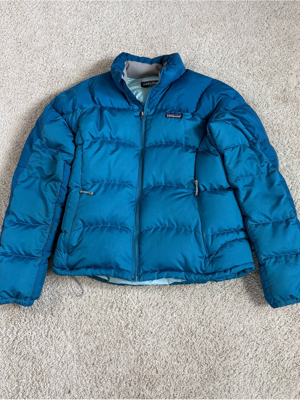 Women's PATAGONIA Teal Blue FITZ ROY Goose Down PUFFER Insulated WINTER JACKET M - Picture 1 of 4